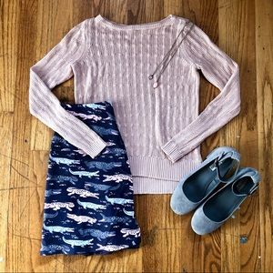 Ann Taylor Loft Rose Cable Knit Pullover Sweater